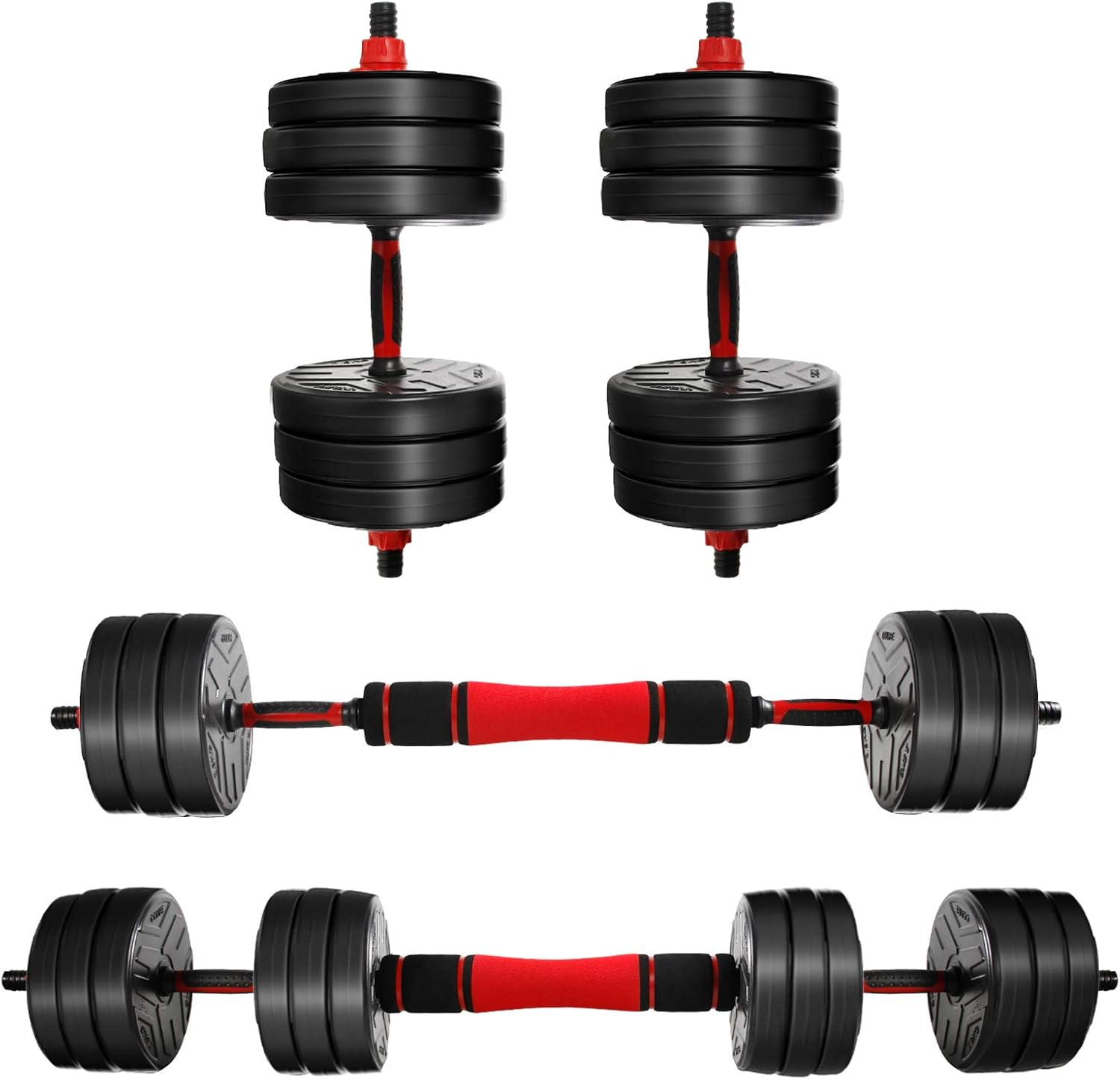 CCLIFE 2 in 1 Dumbbell & Barbell Set with Handle Adjustable Dumbbells