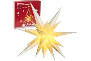 Balun Admhail 21" Large LED Moravian Star Light Warm White Hanging Outdoor Christmas Light German Advent Star Decor for Indoor Outdoor Porch Christmas Tree Topper Decorations with LED Light