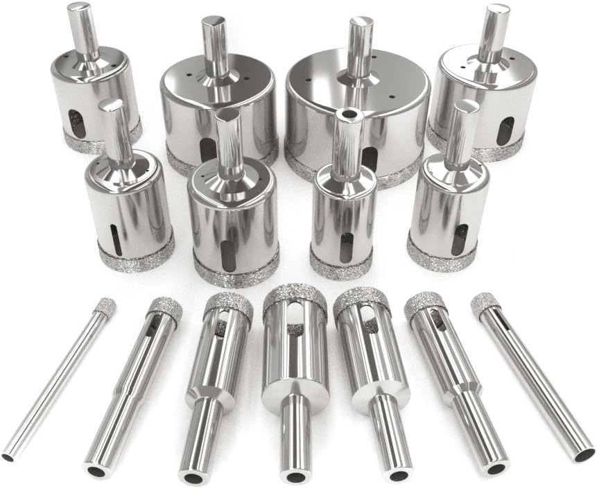 15 Pcs Diamond Drill Bits - Mopha Tile Hole Saw Set for Ceramic, Porcelain, Tile, Glass Drill Bit 4-50mm