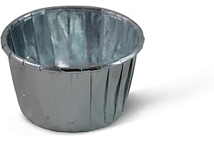 SimpleGood Silver Disposable Aluminum Foil Baking Cups Ramekins for Cupcakes Muffins Rolled Rim 50