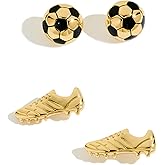 COORWEEL Sport Themed Statement Earrings 2 Pairs Novelty Stud Earrings for Women Sports Jewelry Gift