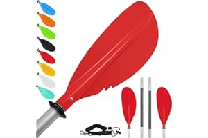 VEITHI Kayak Paddle,88in 4 Pieces Boat Oars Kayak Paddles,Heavy Duty Aluminum Alloy Shaft Float Lightweight Detachable Adjustable Fishing Kayak Paddle for Adults with Paddle Leash(8 Color ，1Pack,2Pack)