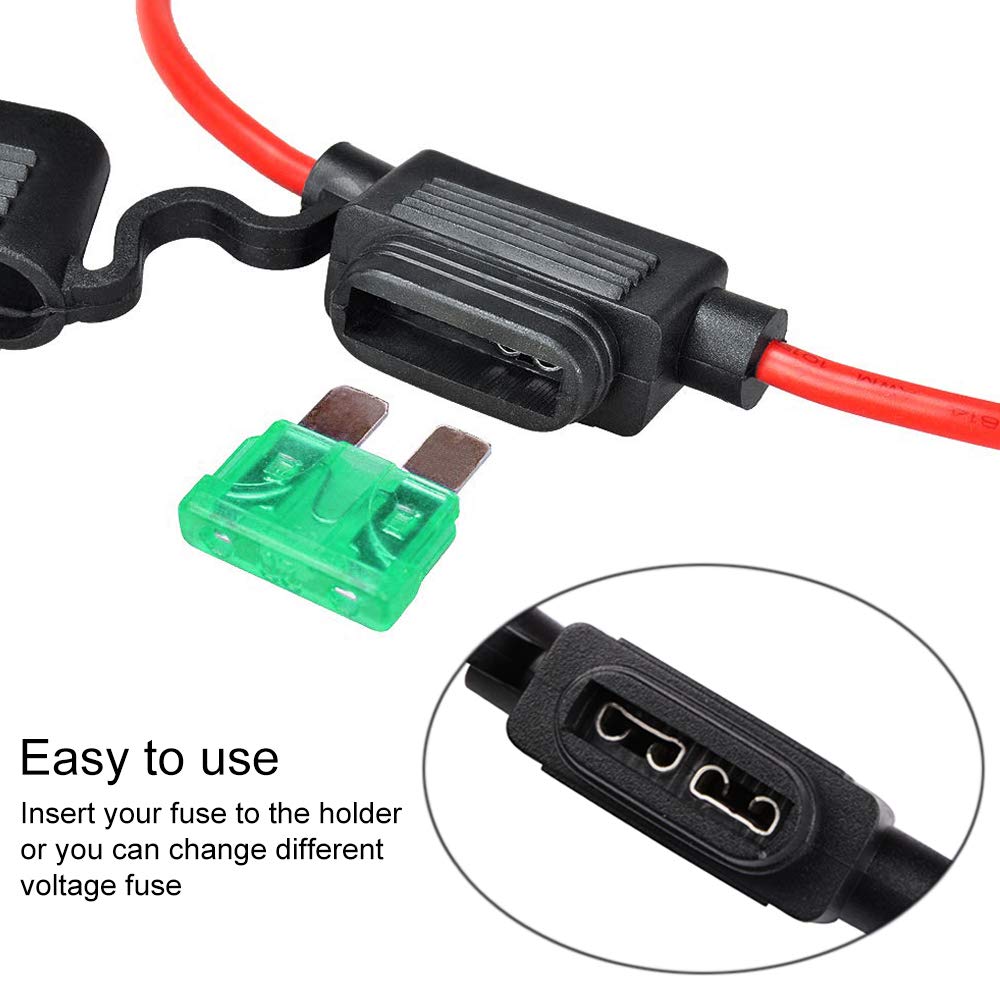 FICBOX 10 Pack Car In-line Fuse Holder 14 AWG Wiring Harness ATC/ATO Blade Automotive Fuse Holder with 10pcs 30A Standard Fuse