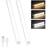 Sanofuturion Motion Sensor Under Cabinet Lighting-Magnetic Rechargeable Closet Lights for Kitchen,Stairs,Wardrobe | 3-Color D
