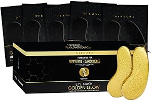 DERMORA Golden Glow Under Eye Patches (100 Pairs Eye Gels) - Rejuvenating Treatment for Dark Circles, Puffy Eyes, Refreshing, Revitalizing, Travel, Wrinkles