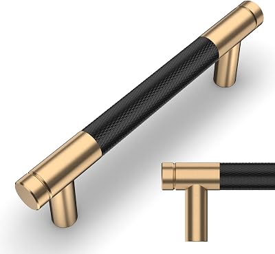 Amerdeco 10 Pack 3 Inch Matte Black Champagne Bronze Knurled Cabinet Pulls