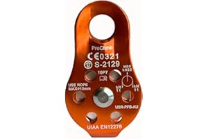 ProClimb 22 kN CE/UIAA Certified Micro Fixed Single Sheave Pulley Slack Tender for Hitch Tending (Orange)