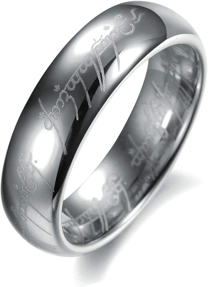 AMSENC The One Ring Lord The Rings Style Tungsten Ring Gold Color Lord Rings Laser Etched