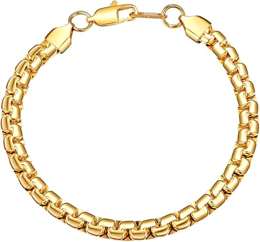 Amazon Bandmax ブレスレット チェーン メンズ 18金 ゴールド cm 6mm フラットチェーン Maille Haricot 細い アレルギー シンプル 大人 おしゃれ かっこいい アクセサリー 男性 ブレスレット 通販