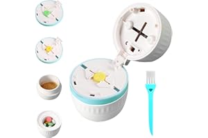 LAUHUW Pill Cutter 1/4 and Crusher – Precision Pill Splitter for Small Pills, Portable Pill Grinder with Storage Organizer, Travel-Friendly Medicine Cutter (Blue)