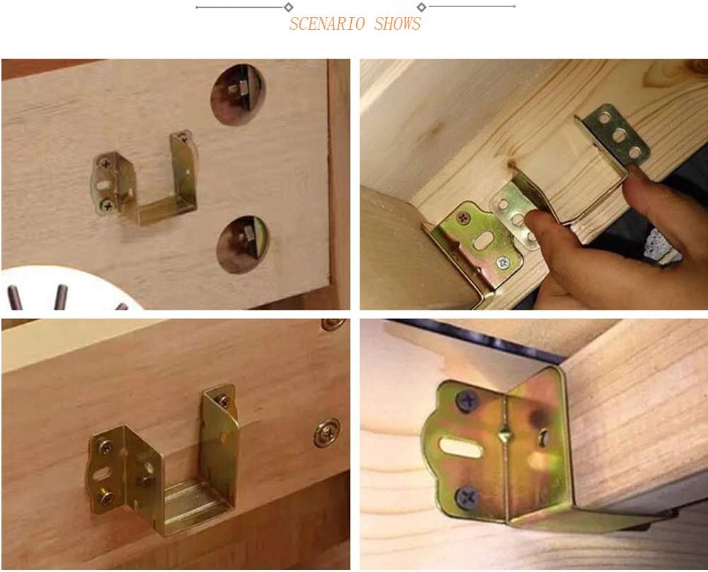 Bed Rail Brackets, Metal Bracket Bed Hinge, 40 mm Square Bracket, Furniture Accessories for Fixed Beds (2 Pieces) - Image 5