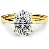 VISDIV 3CT Sterling Silver Engagement Rings AAAAA Cubic Zirconia CZ Wedding Promise Bands For Women Oval Solitaire Simulated Diamond Silver/Gold Size 5-10