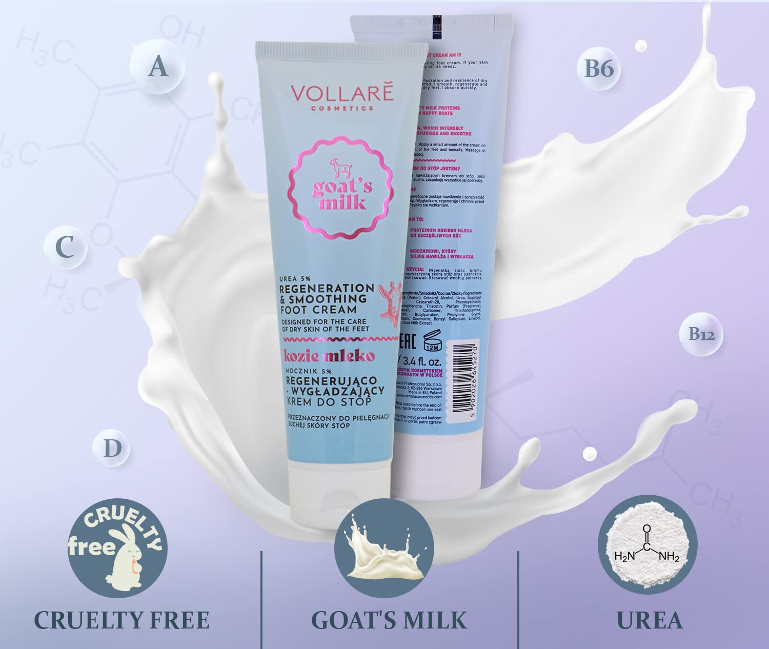 Foot Cream for Dry Feet - Urea Cream Foot Moisturizer with Goat's Milk Proteins - Cracked Heel Treatment Foot Lotion Travel Size