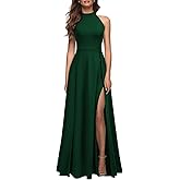 MUSHARE Women's Halter Neck Sexy Split Cocktail Party Maxi Long Formal Dress