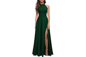 MUSHARE Women's Halter Neck Sexy Split Cocktail Party Maxi Long Formal Dress