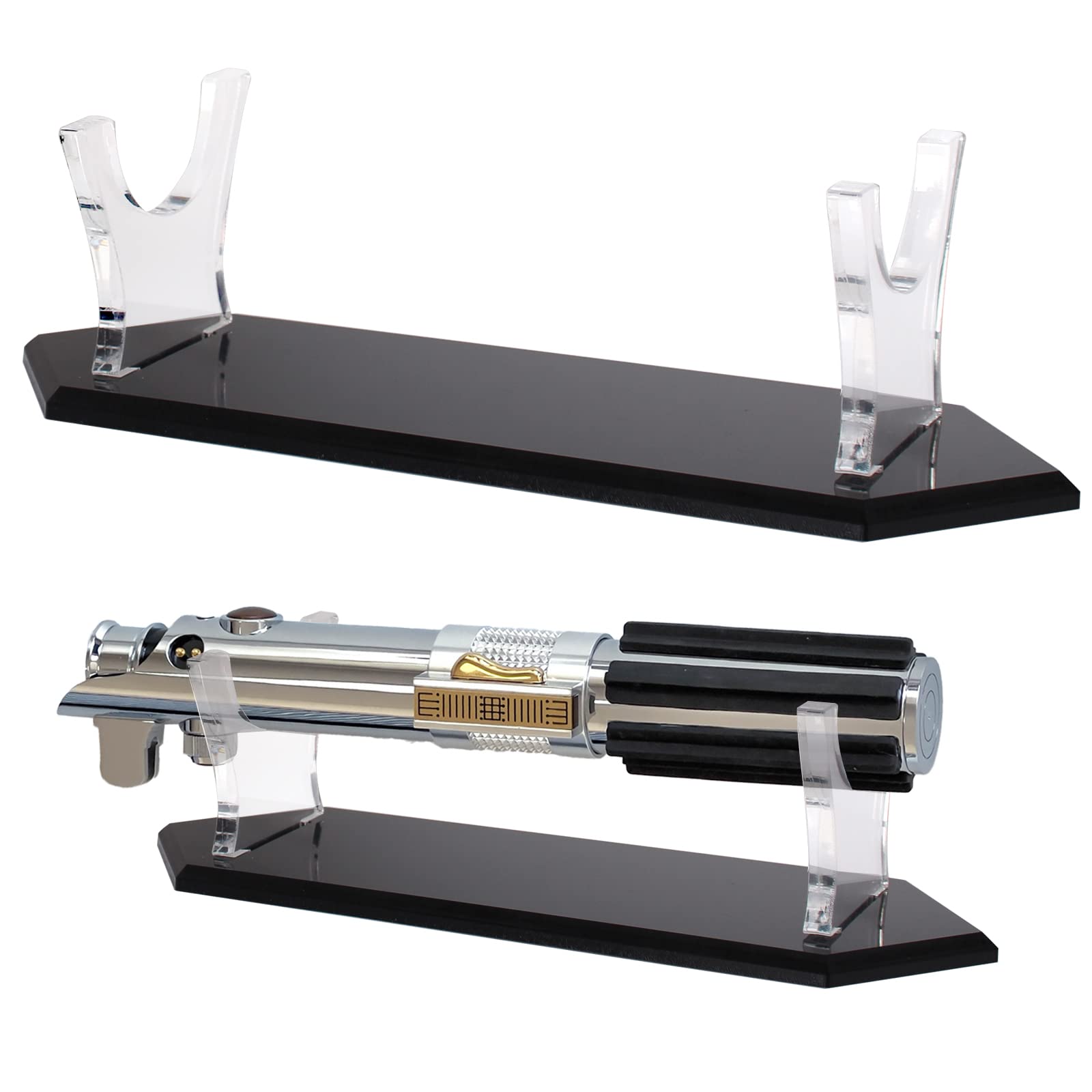 WANLIAN Lightsaber Display Stand Acrylic Light Saber Hilt Holder for Show Sword (Black Bottom)
