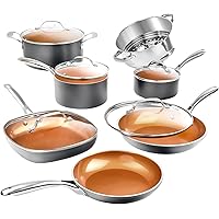 Gotham Steel 12 Piece Pots and Pan Set, Non Stick Cookware Set, Pots and Pans, Pot Set, Pot and Pan Set, Cooking Set, Ceramic