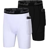Runhit Youth Boys' Compression Shorts,Boys Performance Athletic Base Layers Underwear Sports Shorts Side Pocket