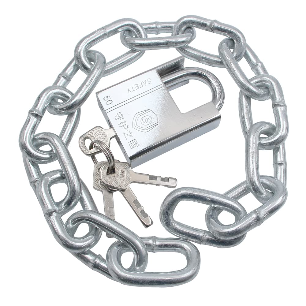 Photo 1 of 1.6 FT Security Chain Hardened 8mm Thick with Cut Proof Keyed Padlock- Stainless Steel Heavy Duty Chain Lock for Gate Bike Generator Fence Outdoor