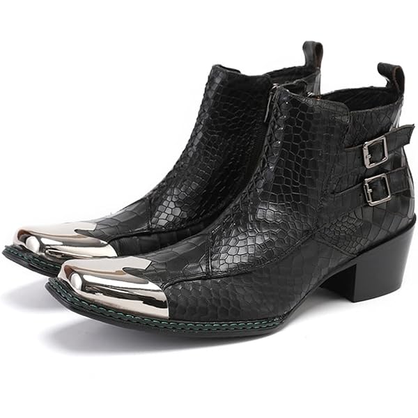 Amazon.com | Santimon Mens Boots Dress Leather Fashion Black