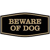 All Quality Fancy Beware of Dog Wall or Door Sign | Durable Material | Home Security Signs | Easy to Install (Black/Gold) - S