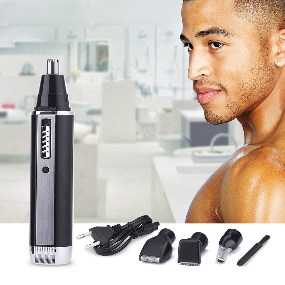 AGM Profesional 4 en 1 Recortador de vello nariz, cejas, bigotes y orejas recargable con hoja de acero inoxidable para hombres