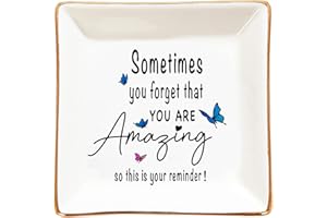 LZBALUYO Gifts for Women Mom Friend Sister Bestie -You are Amazing, this is your reminder! White 4x4x1 inches Ring Dish Jewelry Tray, Inspirational Birthday, Mothers Day, Graduation, Christmas Gifts