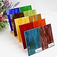 Lanyani 10 Sheets Variety Streaky Glass Packs 4 x 6 inch Cathedrals Stained Glass Sheets for Mosaic Tiles Crafts,Mixed Colors