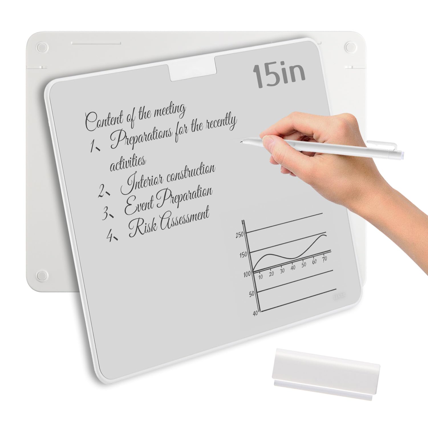 Photo 1 of **USED** 12“×9“Portable Dry Eraser Board – Reusable Memo Board, Message Board, Doodle Pad with Eraser and Pen, Eco-Friendly and Durable for Home, School, Office