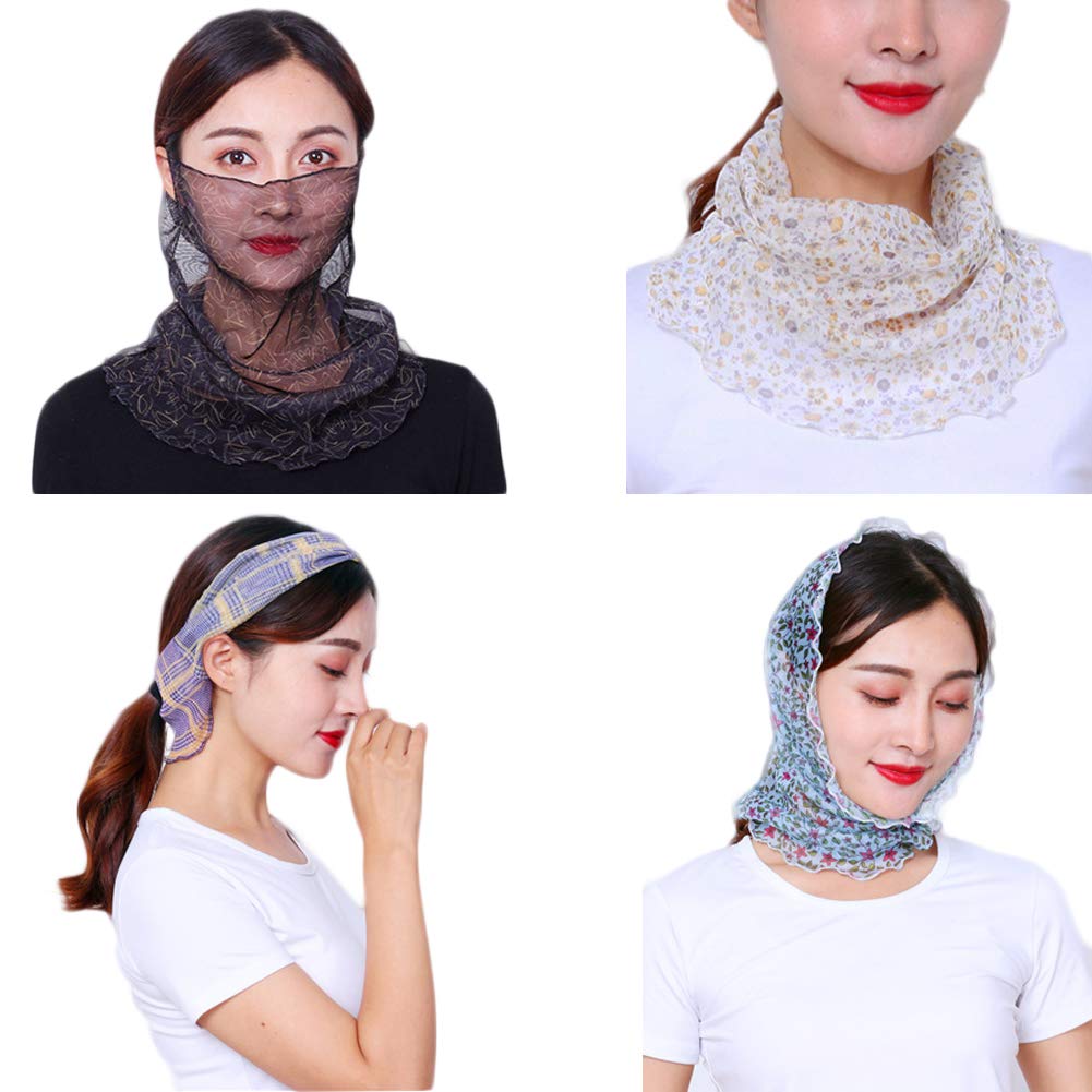 4PCS Womens Girls Floral Summer Thin Silk Scarves Neckerchief Headscarf Hairband 4PCS Womens Girls Floral Summer Thin Silk Scarves Neckerchief Headscarf Hairband