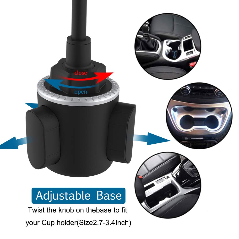 Car Cup Holder Phone Mount, Universal Adjustable Gooseneck Cup Holder Cradle Car Mount for Cell Phone iPhone 11/ X/Xs/XR/Xs Max/8/8Plus/7/6s/SE,Galaxy S10/S9/S8/S7/Note 8 9,LG, Nexus, Sony, Nokia