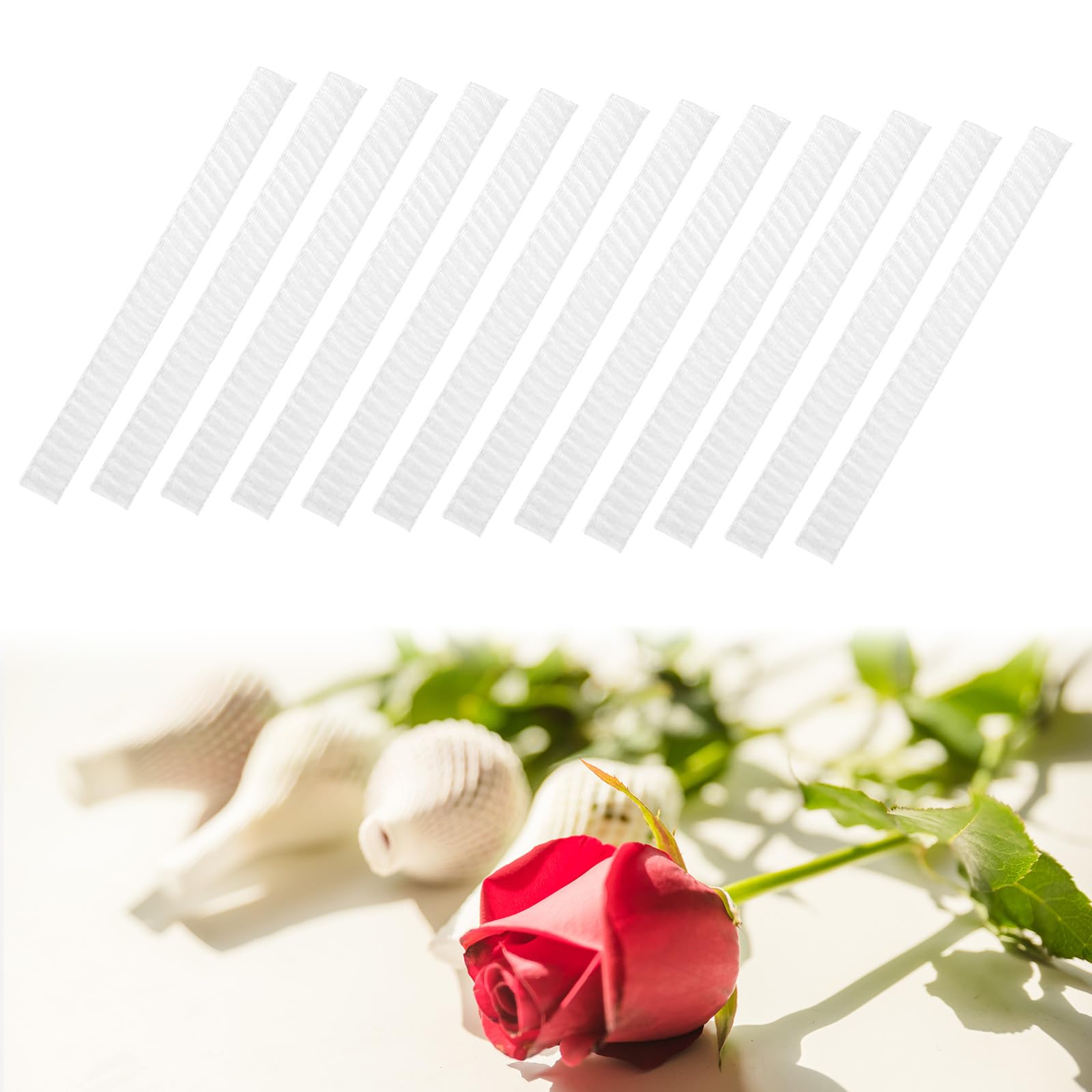 M METERXITY 100 Pack Rose Buds Protection Mesh Covers - Makeup Brush Cover Net, Flower Rose Bud Packing Wrapping Netting, Applying to Florist/Bouquet/Floral Decor (0.4x4.7 Inch, Transparent)
