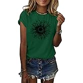 Cicy Bell Women's T Shirts Short Sleeve Tees Sunflower Graphic Loose Summer Tops