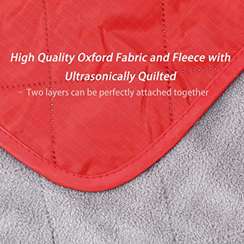 URPRO Waterproof Warm Fleece Outdoor Blanket Extra Large Lightweight Portable with Carry Bag for Stadium, Picnic, Camping, Beach, Dogs, Sofa RED - Thumbnail 3