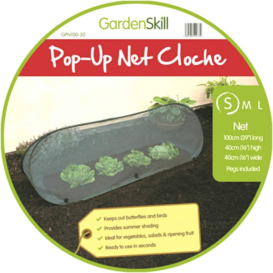 GardenSkill Pop-Up Garden Cloche Tunnel - Mini Grow House and Plant Protection Cover with Butterfly Net (1.5m x 0.6m x 0.6m high)