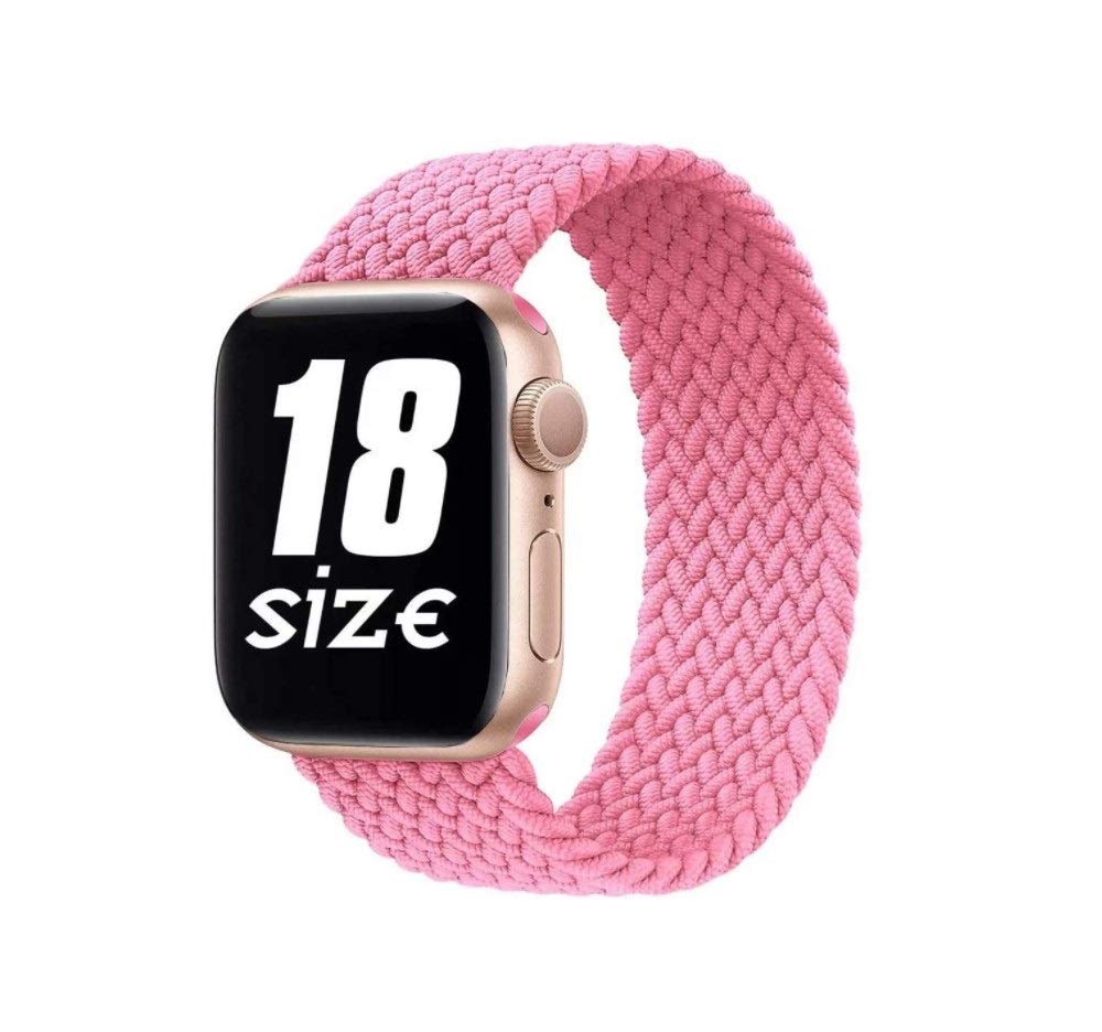 D'VOGUE Braided Solo Loop Sports Strap Elastic Bands Compatible for Apple Watch, Stretchy Sports Unisex Wristband with no Clasps or Buckles for iWatch Series 6/SE/5/4/3/2/2 - Pink Punch, 38/40 Medium