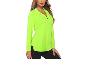Koscacy Women's Long Sleeve Golf Tennis Polo Shirts UPF50+ Half Zip Dry Fit Workout Tops Athletic Shirt