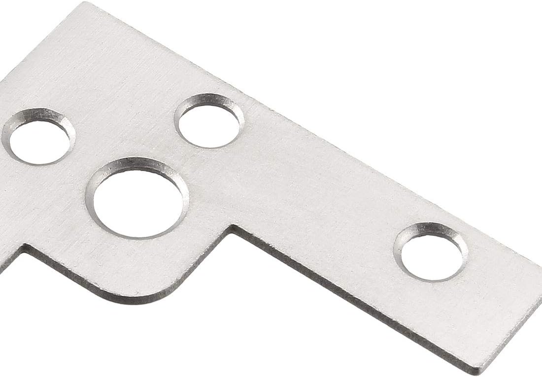 sourcing map Flat Angle Bracket Plate L Shape Repair Joining Support Brace, 40mmx40mm Silver Tone, 10Pcs - Image 4