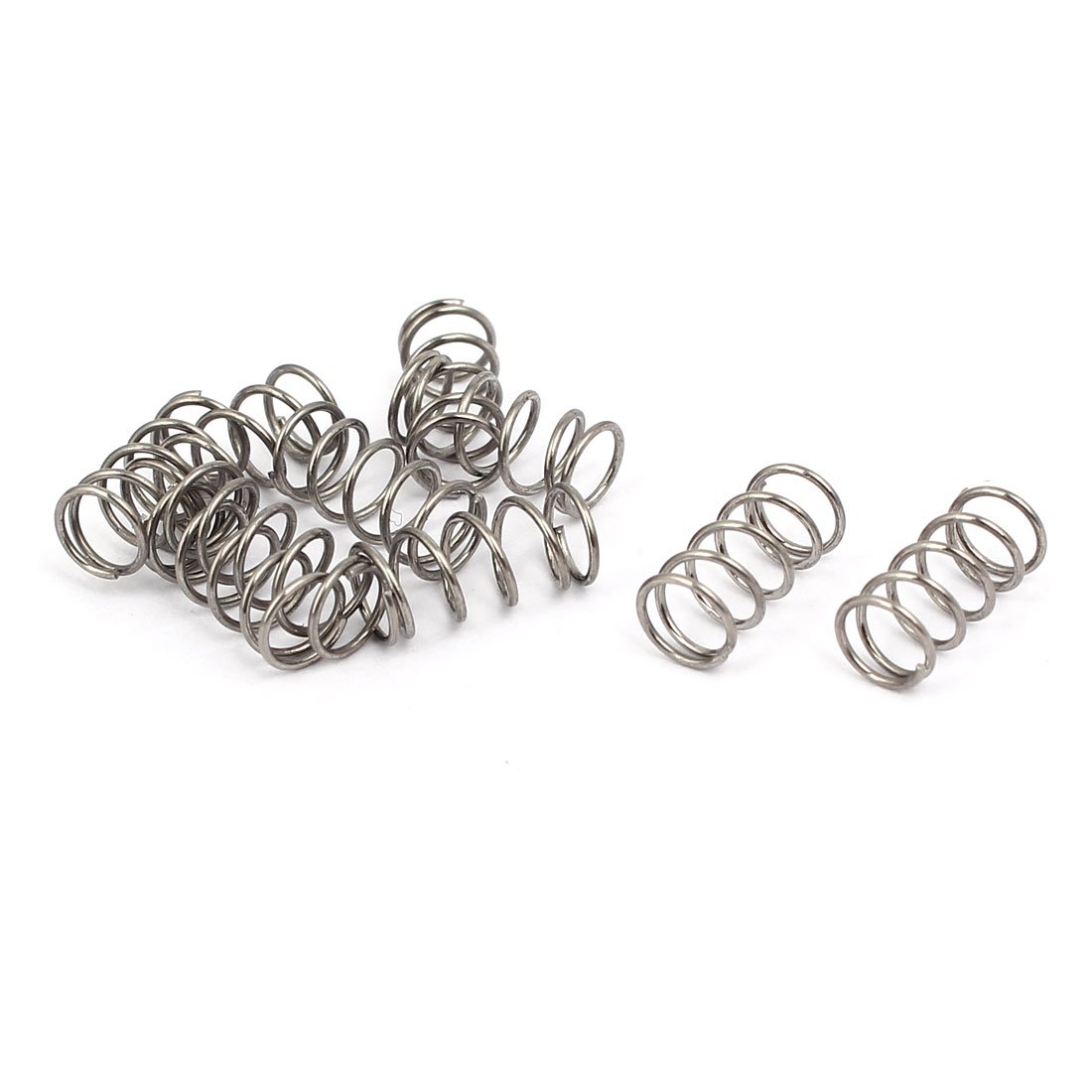 sourcingmap 0.5mmx5mmx10mm 304 Stainless Steel Compression Springs Silver Tone 10pcs