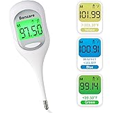 Boncare Basal Thermometer with 9 Seconds Fast Reading, Digital Thermometer for Fever - Accurate Oral & Rectal Thermometer for Adults & Kids, Fever Alarm, Large Display (White)