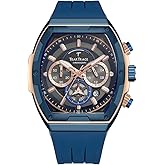 TEARTRACE Men's Watches with Silicone Strap Analog Quartz Waterproof Chronograph Luminous Tonneau Watches for Men, Big Face Sport Work Dress Unique Wrist Watch