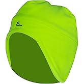 FONIRRA Men's Hi Vis Hat Fleece Lined Fluorescent Thermal Hats Safety High Visibility Winter Hat for Outdoor Work Sports Neon Green