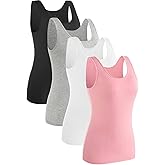 Rosyline 4 Piece Women Tank Tops Basic Sleeveless Undershirt Layering Tanks