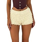 Women Ruffle Bloomers Shorts Cute Layered Lace Pettipants Booty Mini Shorts Coquette Boyshorts