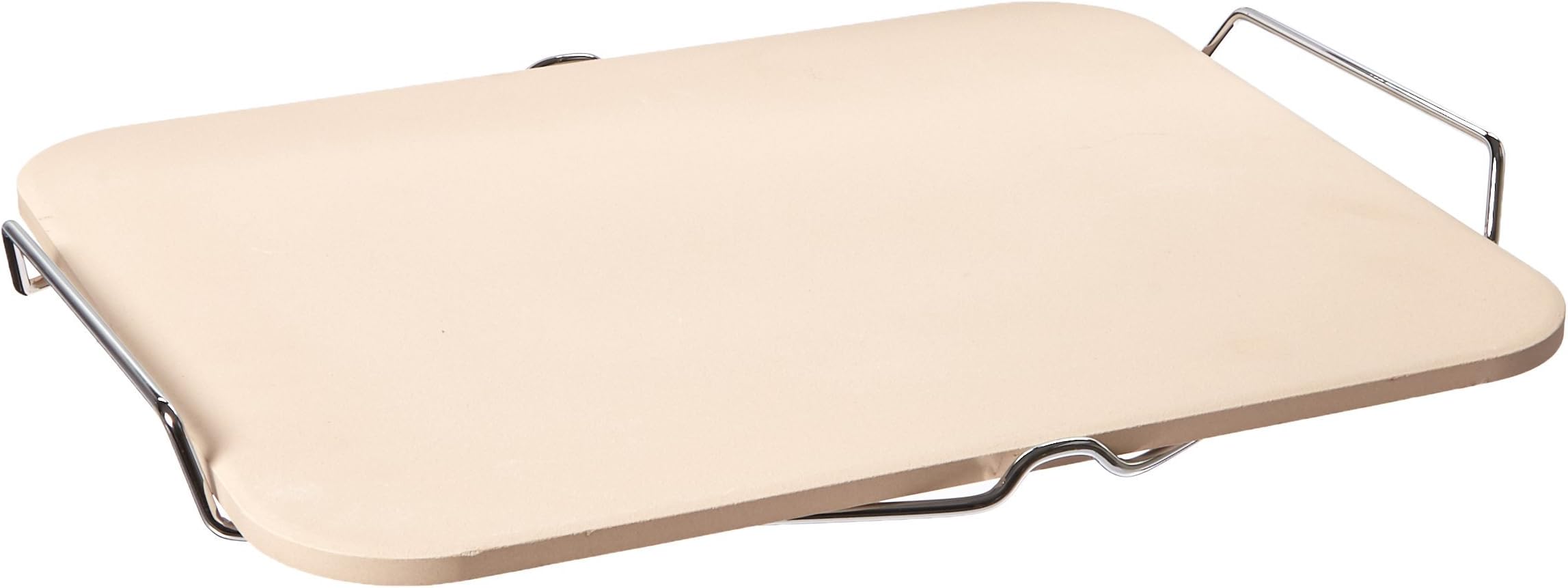 Pizza Craft 15.2 x 12.1-Inch Rectangle Pizza Stone with Wire Frame