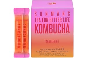 SUNMANC Kombucha 30 packets, Sparkling Probiotic Fermented Drink, Convenient Powdered Drink Mix, Tea Powder, Low Calories, Sugar 0g, Low Caffeine (Grapefruit)
