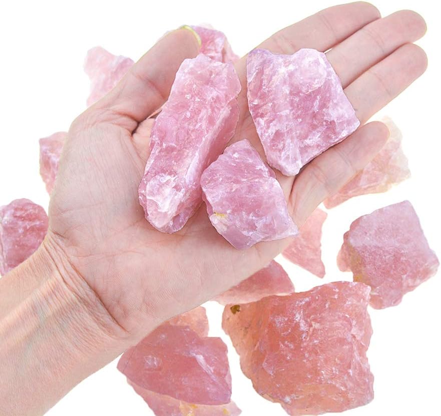 FORBY 1 lb Bulk Rose Quartz Rough Stones - Large 1" Natural Raw Stones Crystal for Tumbling, Cabbing, Fountain Rocks, Decoration,Polishing, Wire Wrapping, Wicca & Reiki Crystal Healing: Home & Kitchen