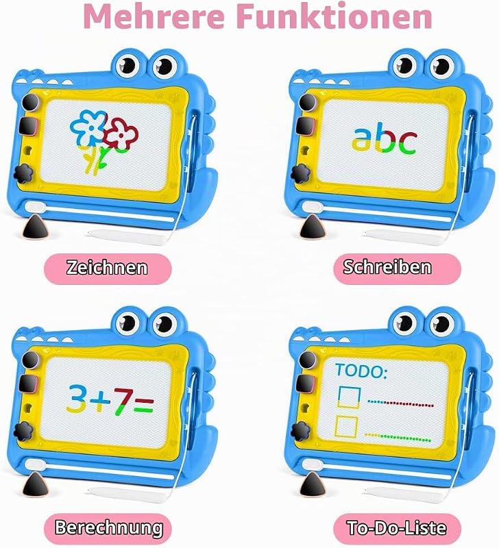 Magnetische Maltafel Kinder Zaubertafel ab 3 Jahr Bunt Magnetische Zeichenbrett Lernspielzeug mit Stempel Spielzeug Geschenk für Kinder ab 3 Jahre Mädchen Jungen - Blau Krokodil