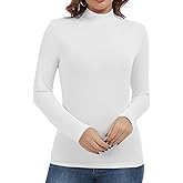 Mock Turtleneck Tops for Women Undershirt Long Sleeve Lightweight Slim Fitted Basic Casual Shirts
