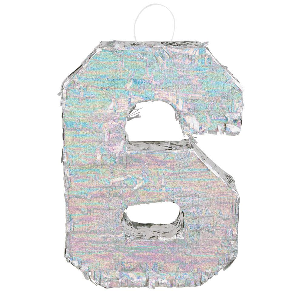 Boland - Numbers Pinata Size 40 x 28 x 8 cm Holographic Number Silver Anniversary Birthday Decoration Party Game